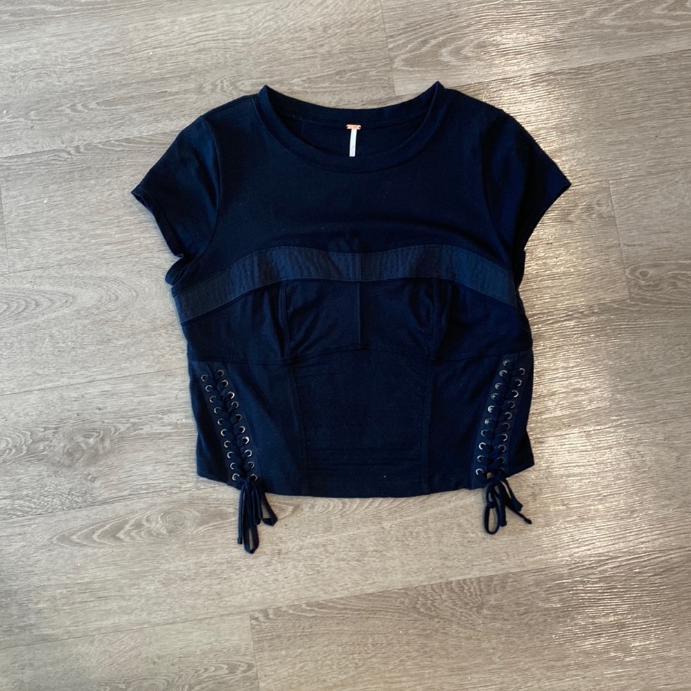 Black faux corset top